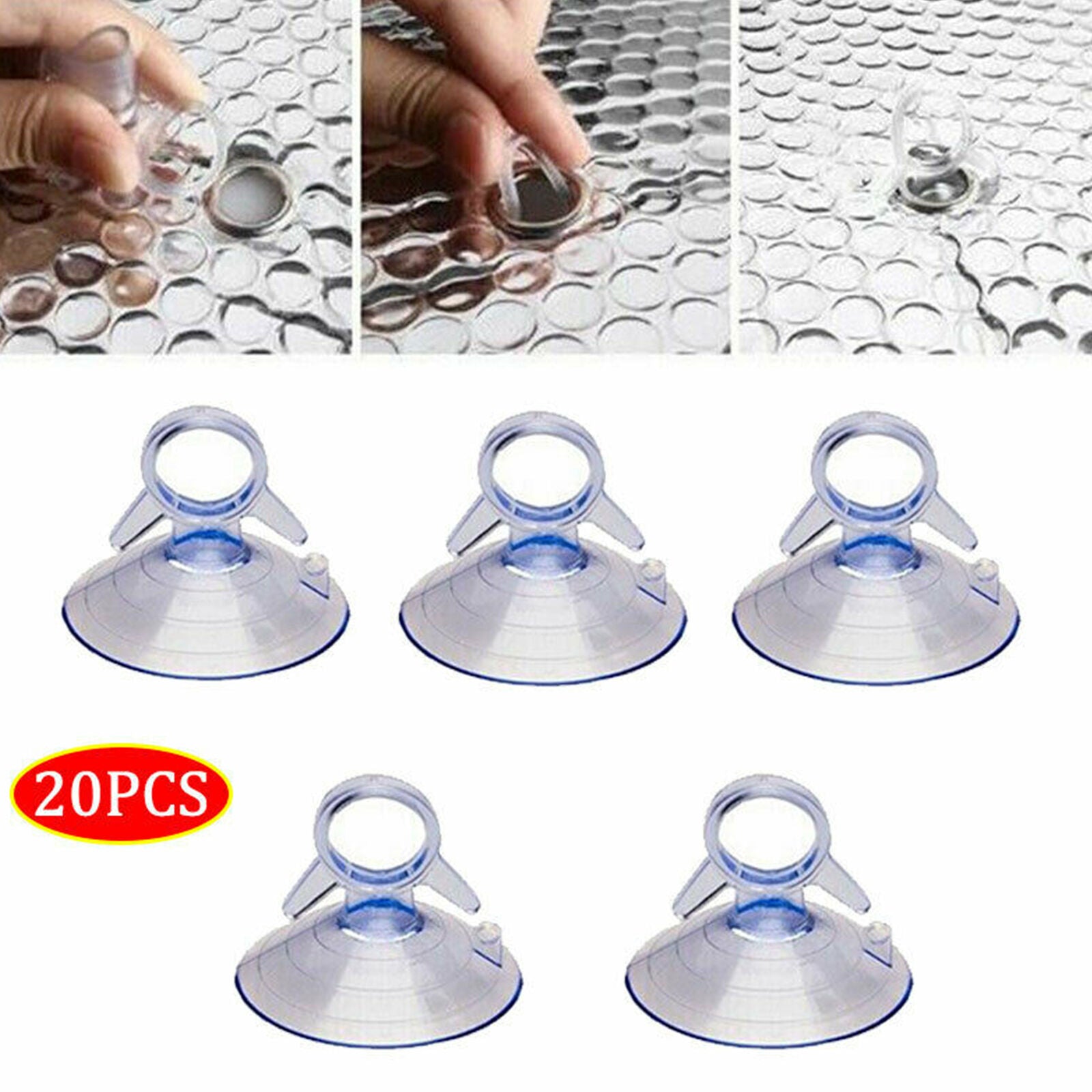20x 45mm Car Sunshade Suction PVC Cups Clear Rubber Plastic Window Suckers