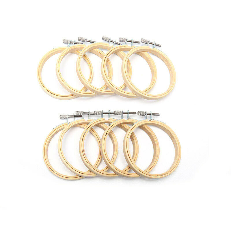 10 Pieces 4 Inch Bamboo Embroidery Hoops Round Wooden Circle Cross StitDD