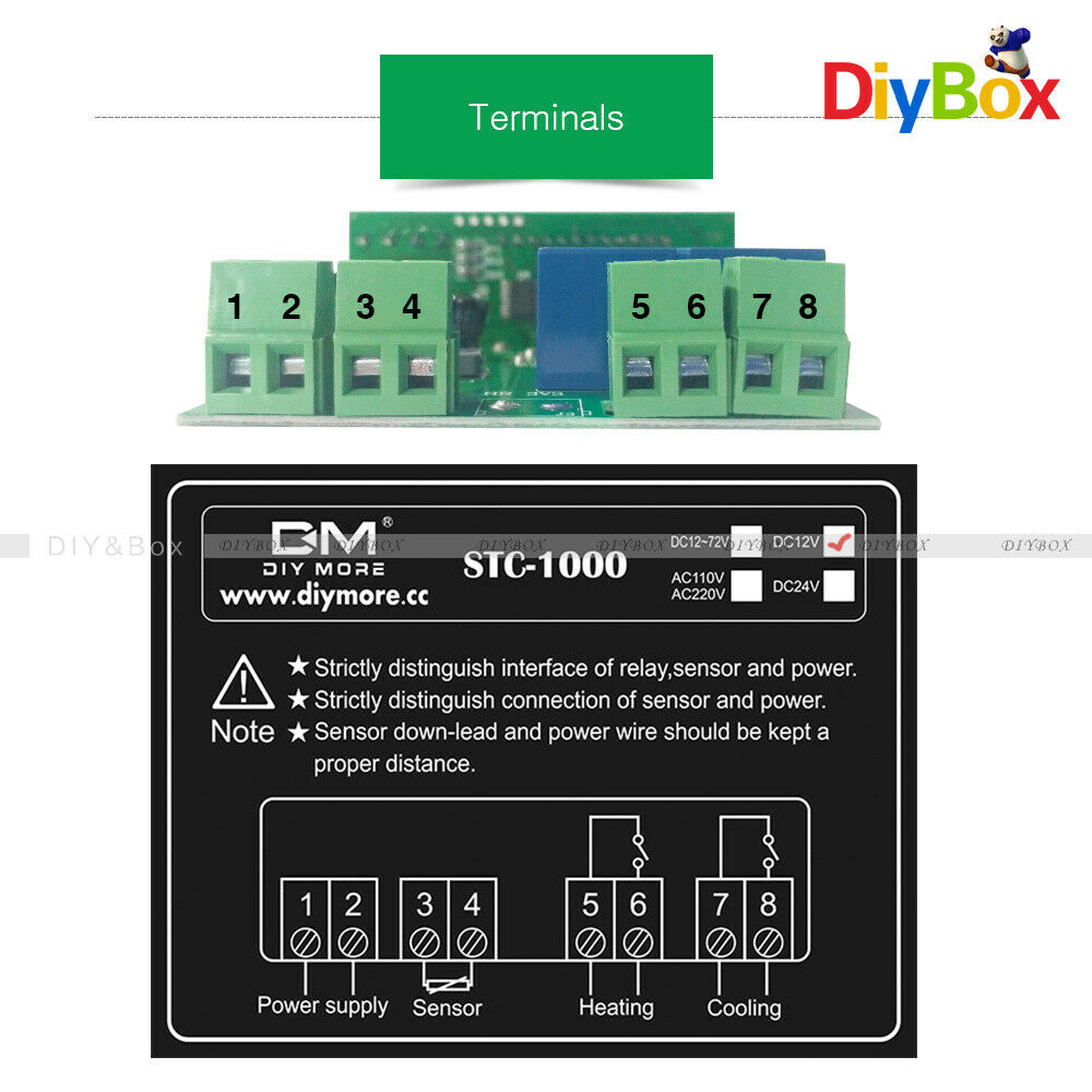 STC-1000 Digital DC 12V Temperature Controller Thermostat Aquarium Sensor w/ NTC