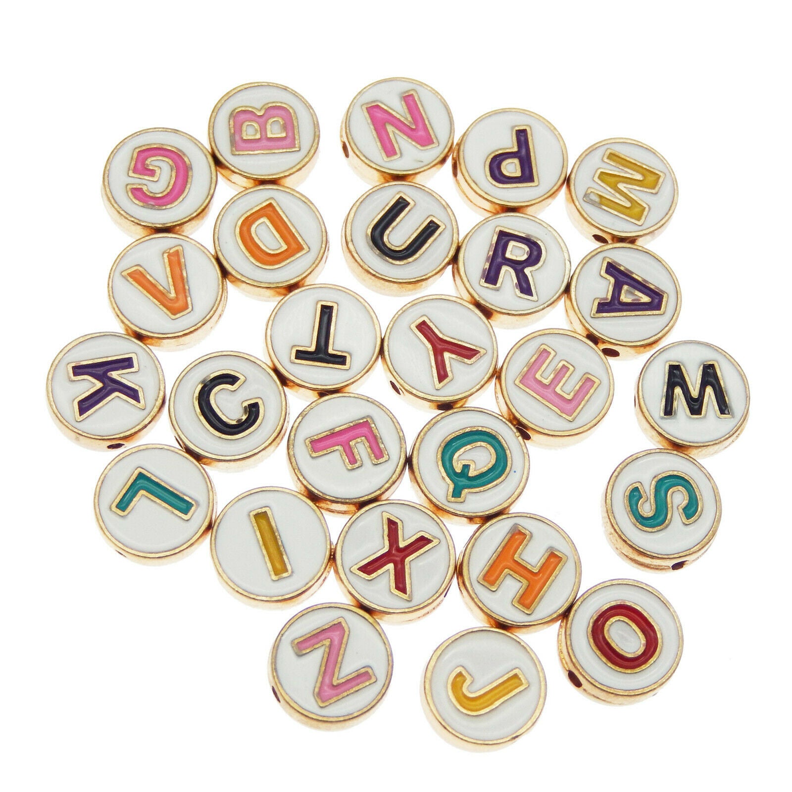 Wholesale Mixed Lot Colorful Enamel 26 Letter Alphabet Loose Beads DIY Findings