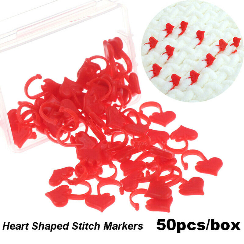 50pcs Heart Shaped Stitch Markers Knitting Crochet Locking Knitting HolderATDD