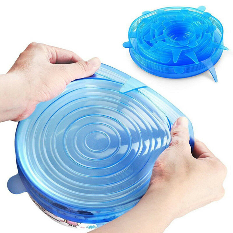 6X Reusable Silicone Wrap Bowl Seal Cover Stretch Lid Keep Food Fresh rISJCA