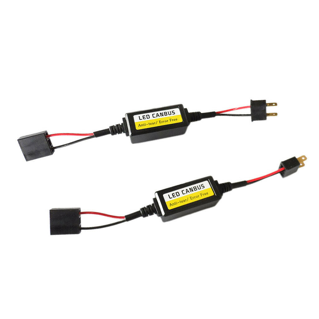 2pcs Car Headlight Decoder LED Anti Flicker Prevent Noise Warning Adapter Kit