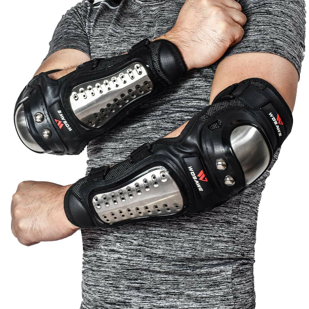 Motorcycle Elbow Pads Guards Stainless Steel Shell Free Size