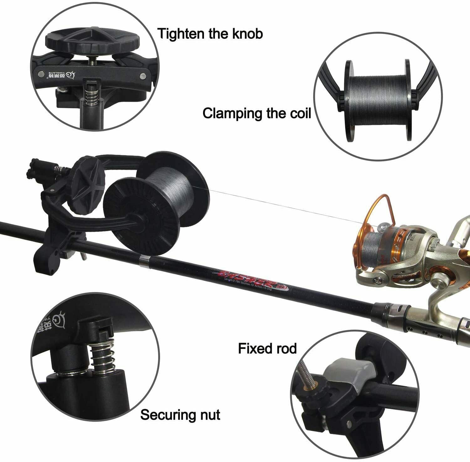 Pro Fishing Line Winder Spooler Machine Spinning Reel Spooling Station System