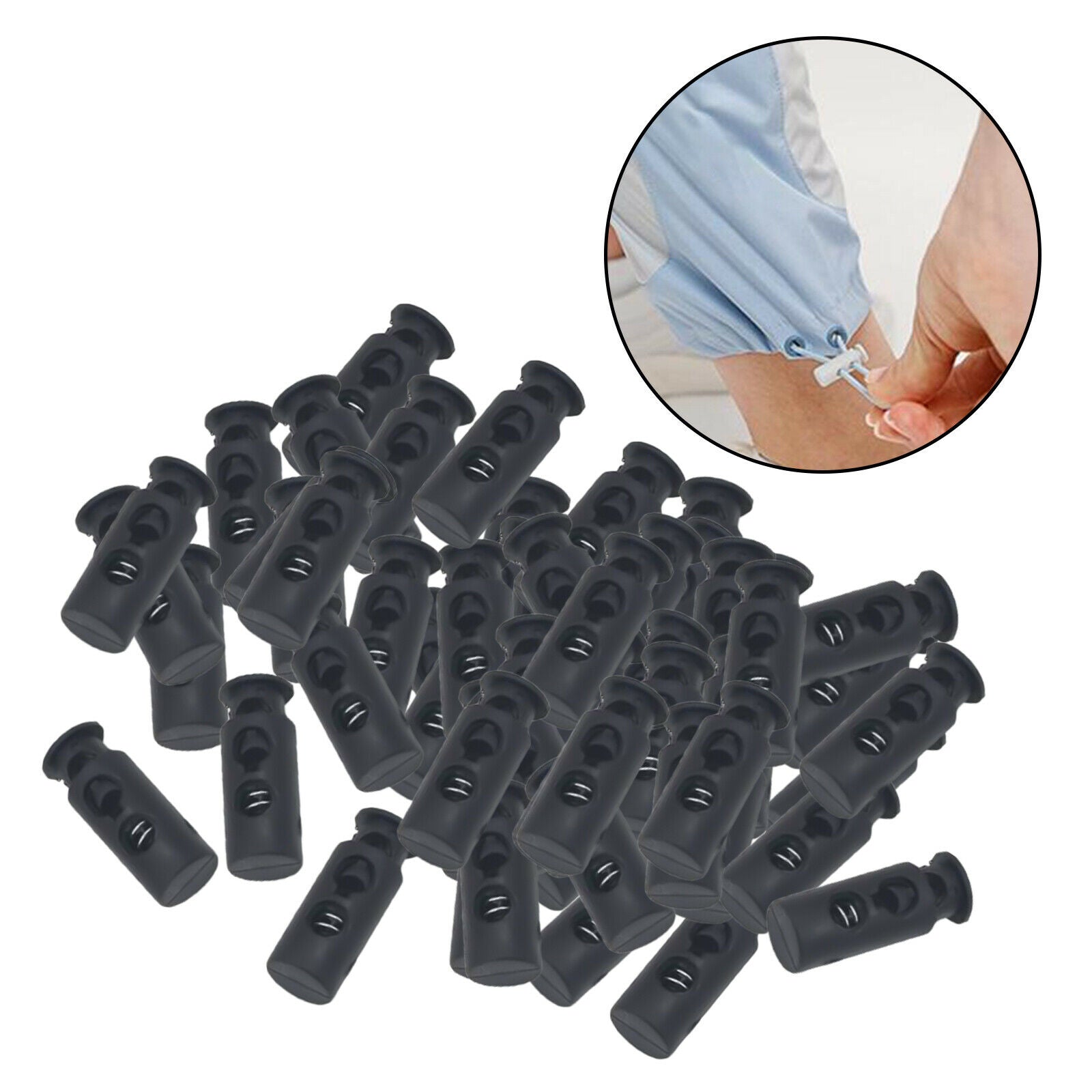 100x Plastic Cord Lock End Toggle Spring Drawstring Stopper Sliding Clip 2