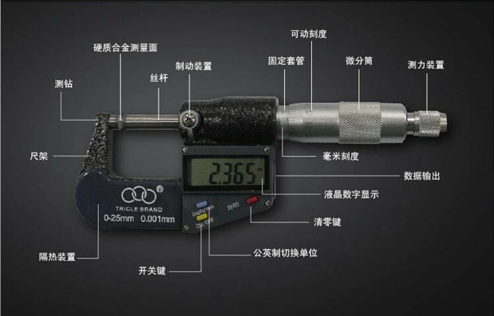 New Digital display and Mechanical scale 2 in 1 Spiral Micrometer Caliper 0-25mm