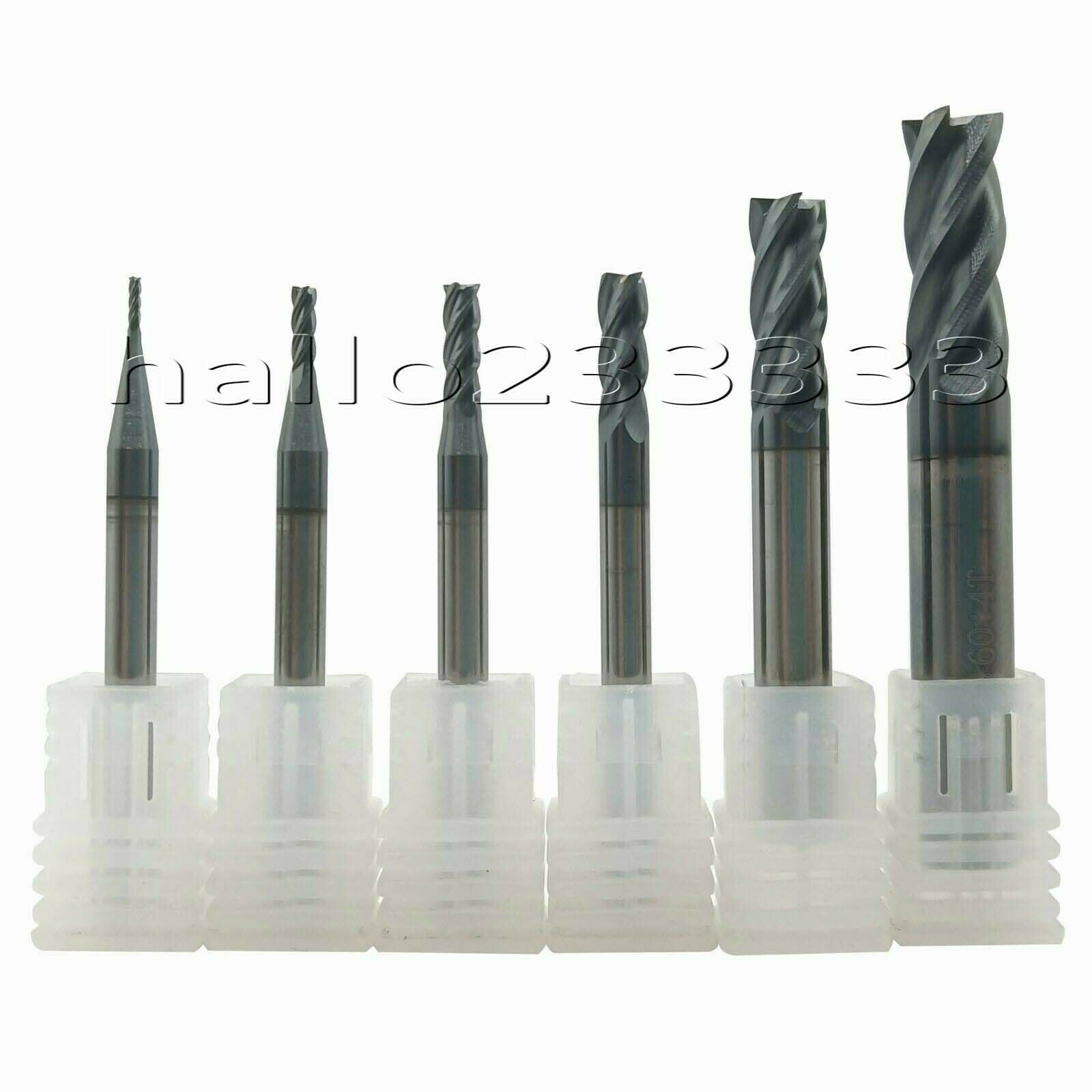 7Pcs HRC60 4 Flutes Tungsten Carbide End Mill Set Milling Cutter Tool 1mm-8mm