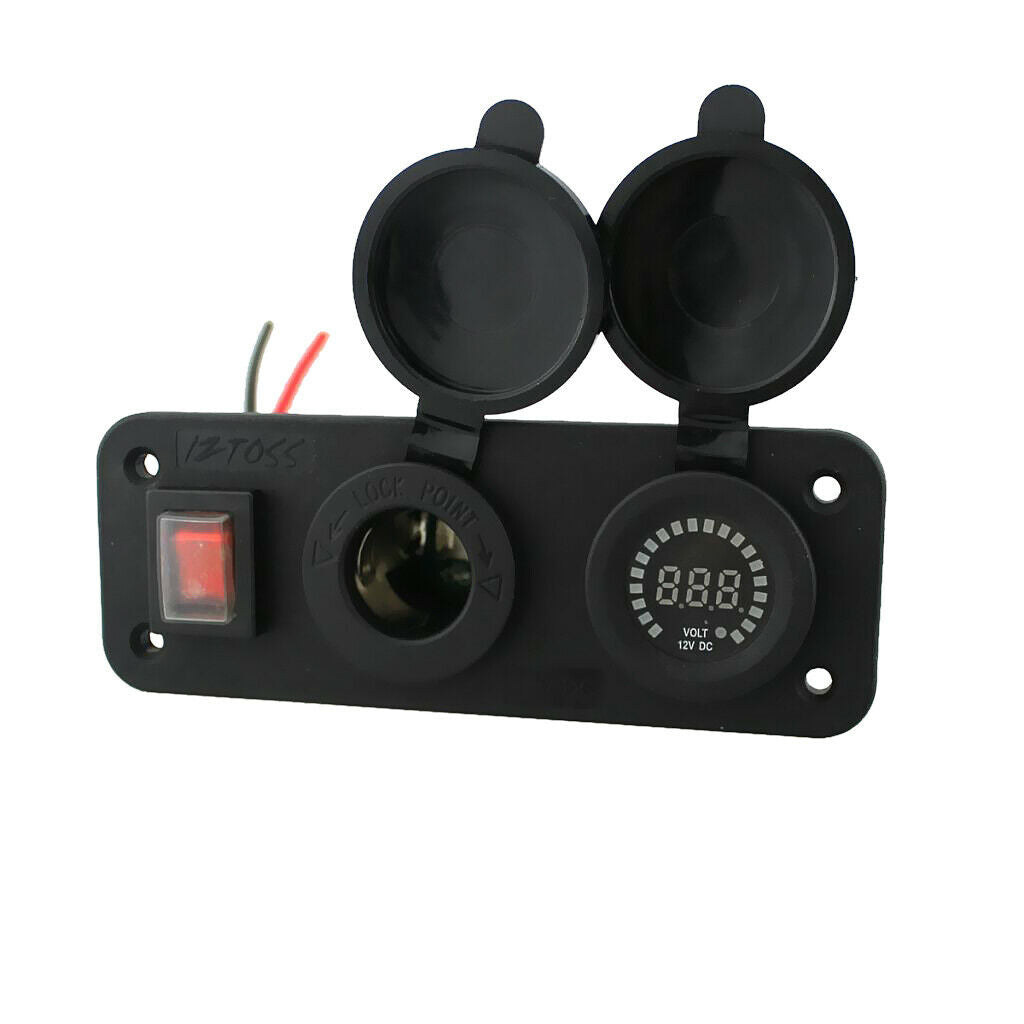 Waterproof Car Marine Boat Cigarette Lighter Socket & Voltmeter with Switch