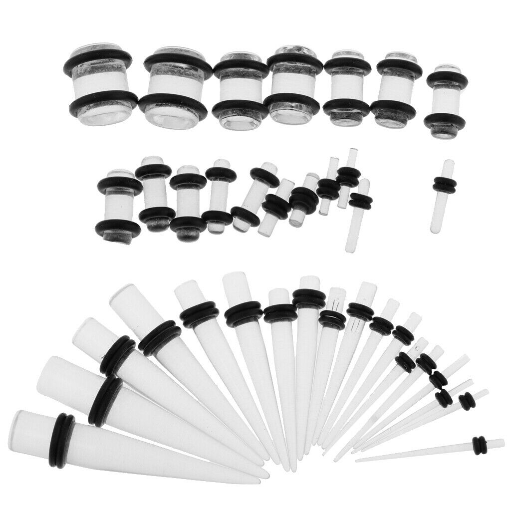36pcs Ear Gauges Stretching Kit Acrylic Plug 14G-00G Expander Transparent