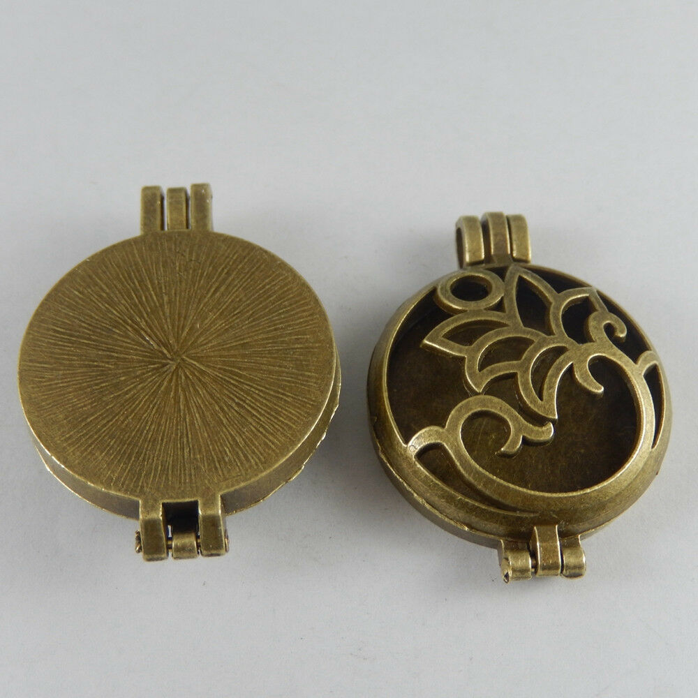 2 pcs Antiqued Bronze Alloy Hollowed Fox Locket Aromatherapy Pendant Charm 30mm