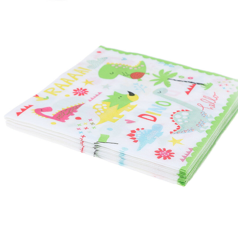 12x Dinosaur Theme Paper Napkins For Kids Birthday Party Tissue Napkin Dec.l8