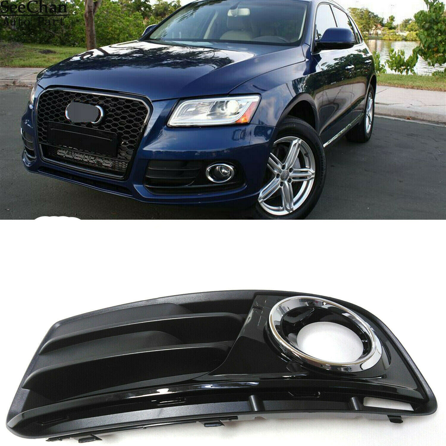 1Pcs LEFT DRIVER SIDE Front Bumper Fog Light Grill 8R0 Fit For Audi Q5 2013-2017