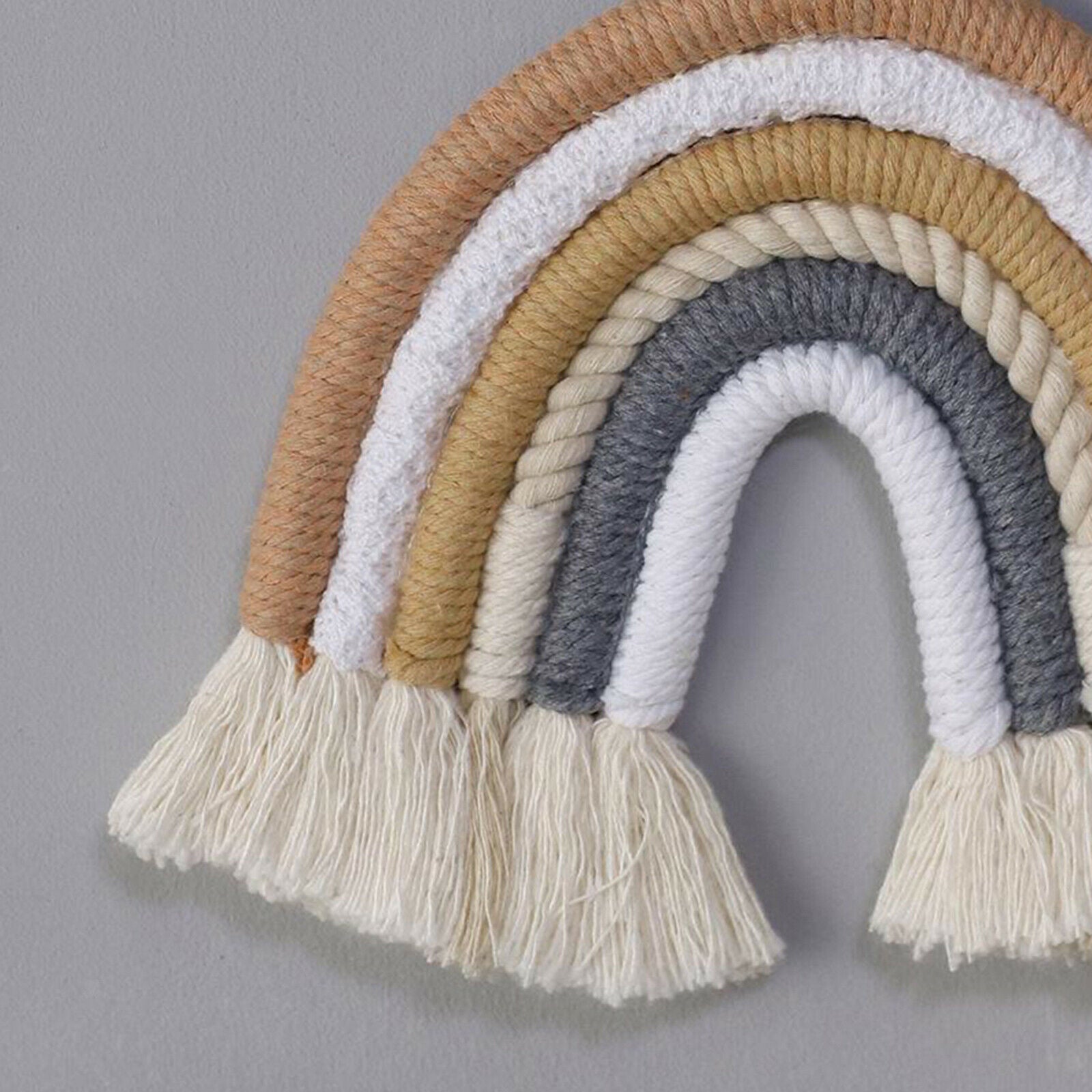 Hand Woven Rainbow Macrame Tapestry Wall Hanging Nursery Room Decor DIY Craft