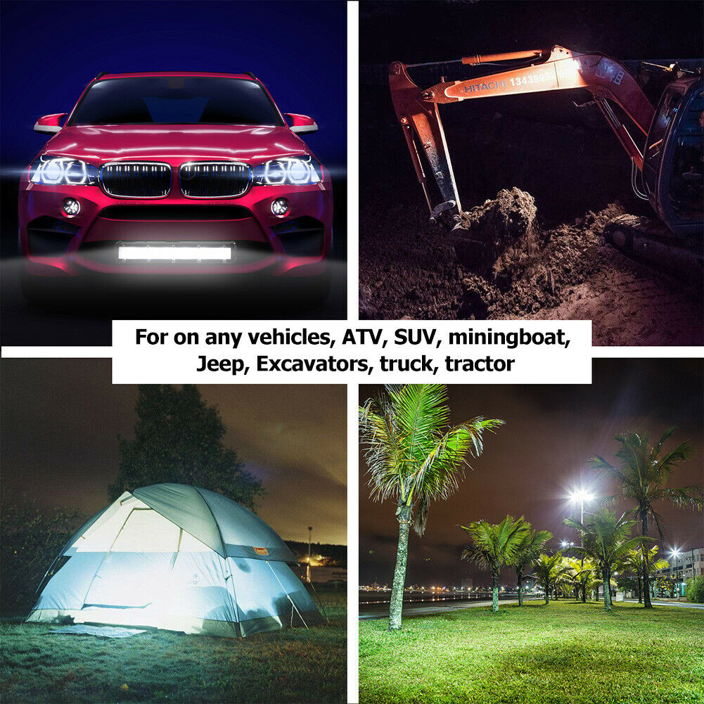 8 Inch 60W LED Work Light Bar IP67 Off Road Spotlight Floodlight Fog Lamp @