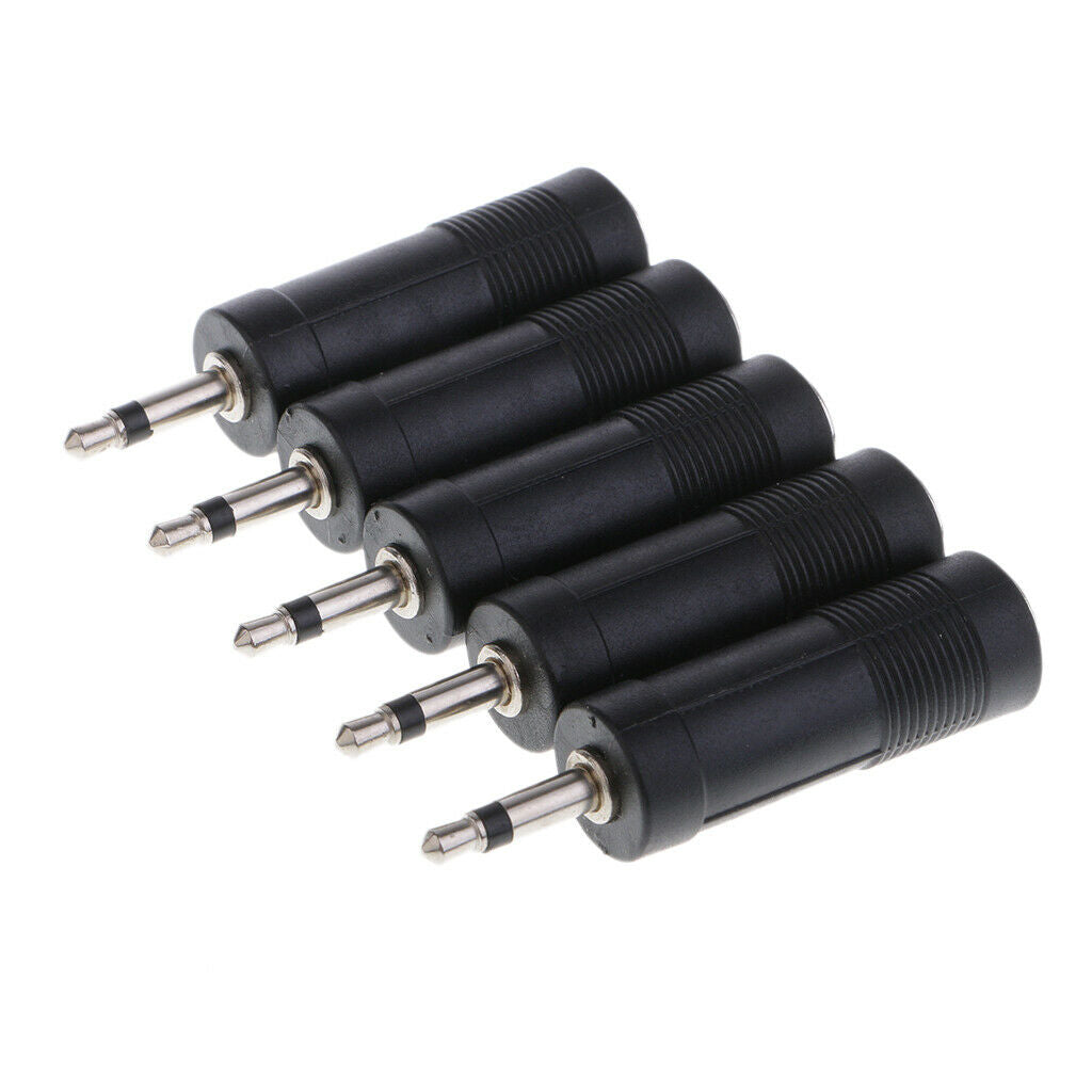 3.5mm 1/8"Male Plug Mono to 6.35mm 1/4"Female Jack Audio Converter 5Piece