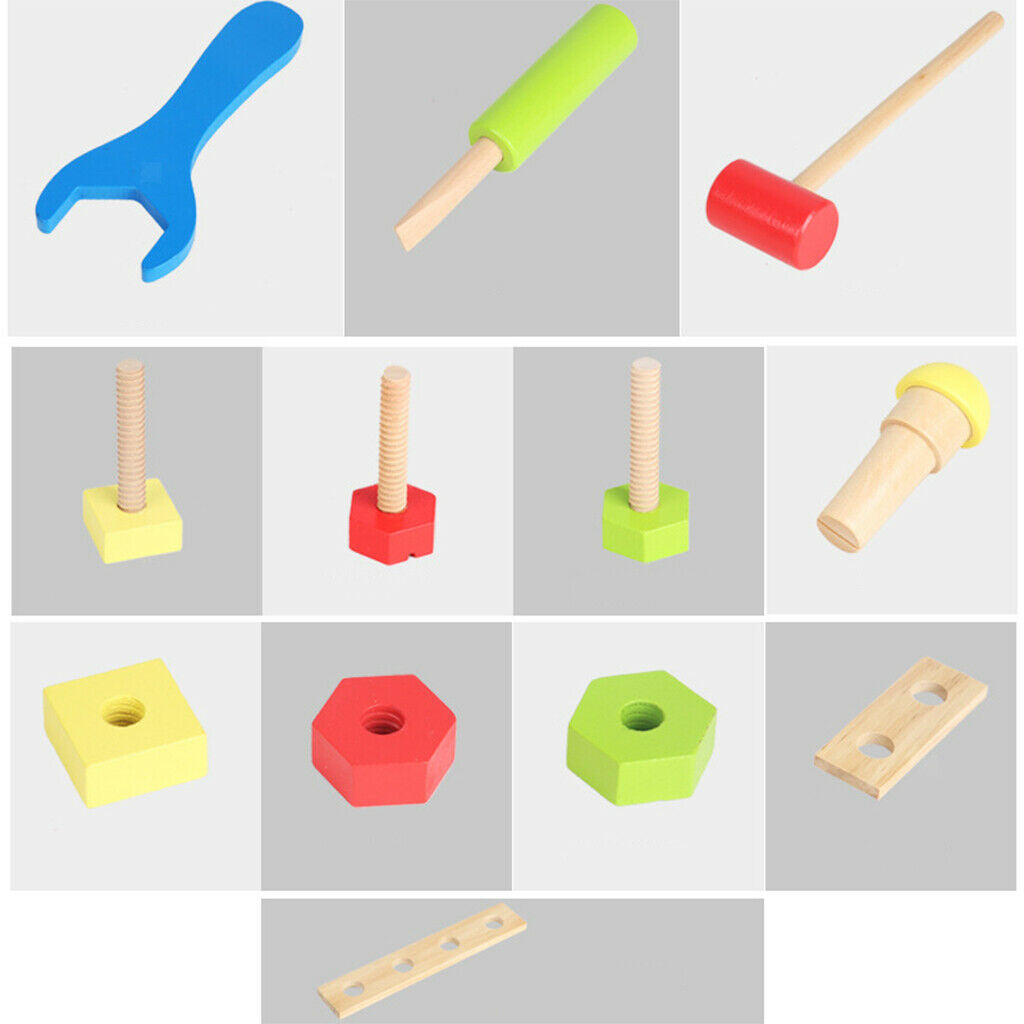 Children Wooden Toolbox Kit Screw Nut Toys Combination Construction Tools