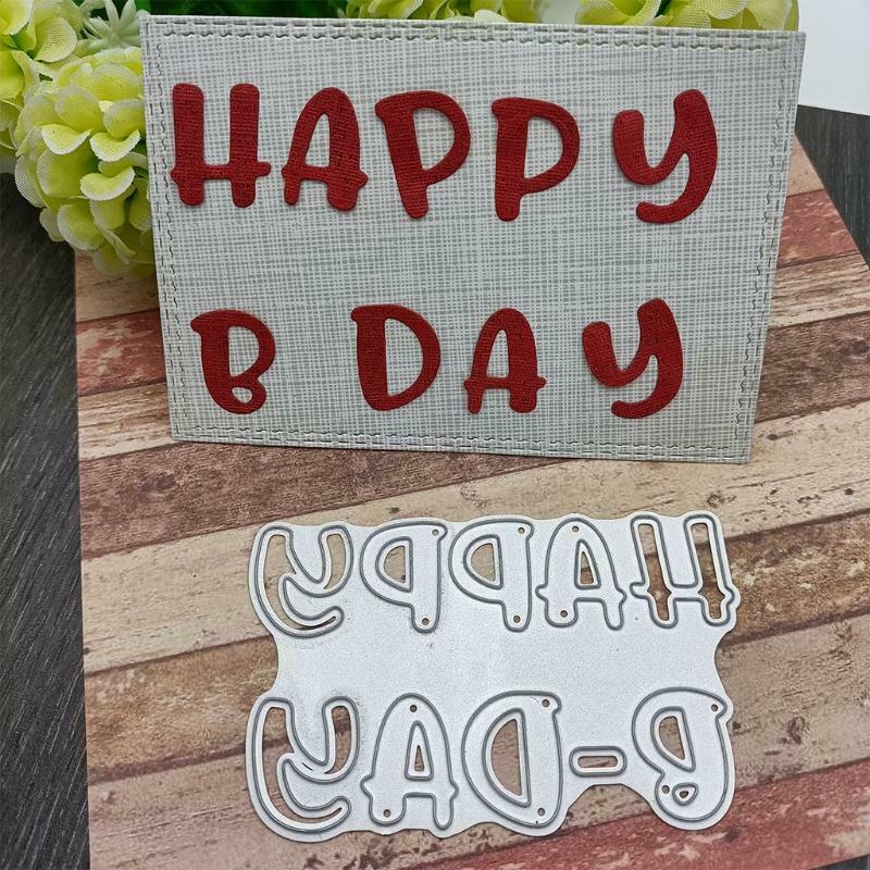 Happy B Day Lettering Carbon Steel Cutting Dies DIY Scrapbooking Photo Album