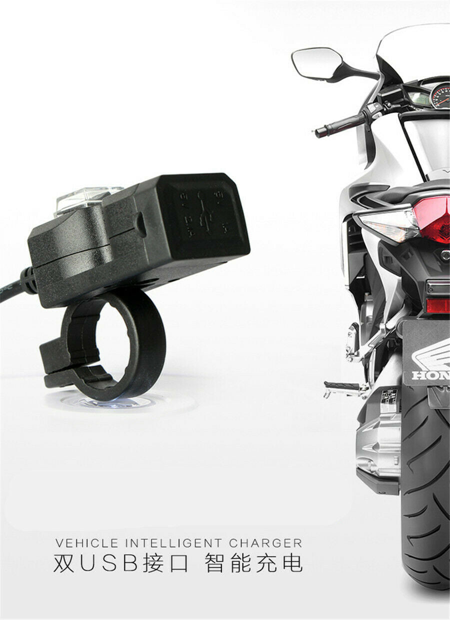 Dual USB jack 3.1A 12V Motorcycle Waterproof Phone Charger Outlet With Switch