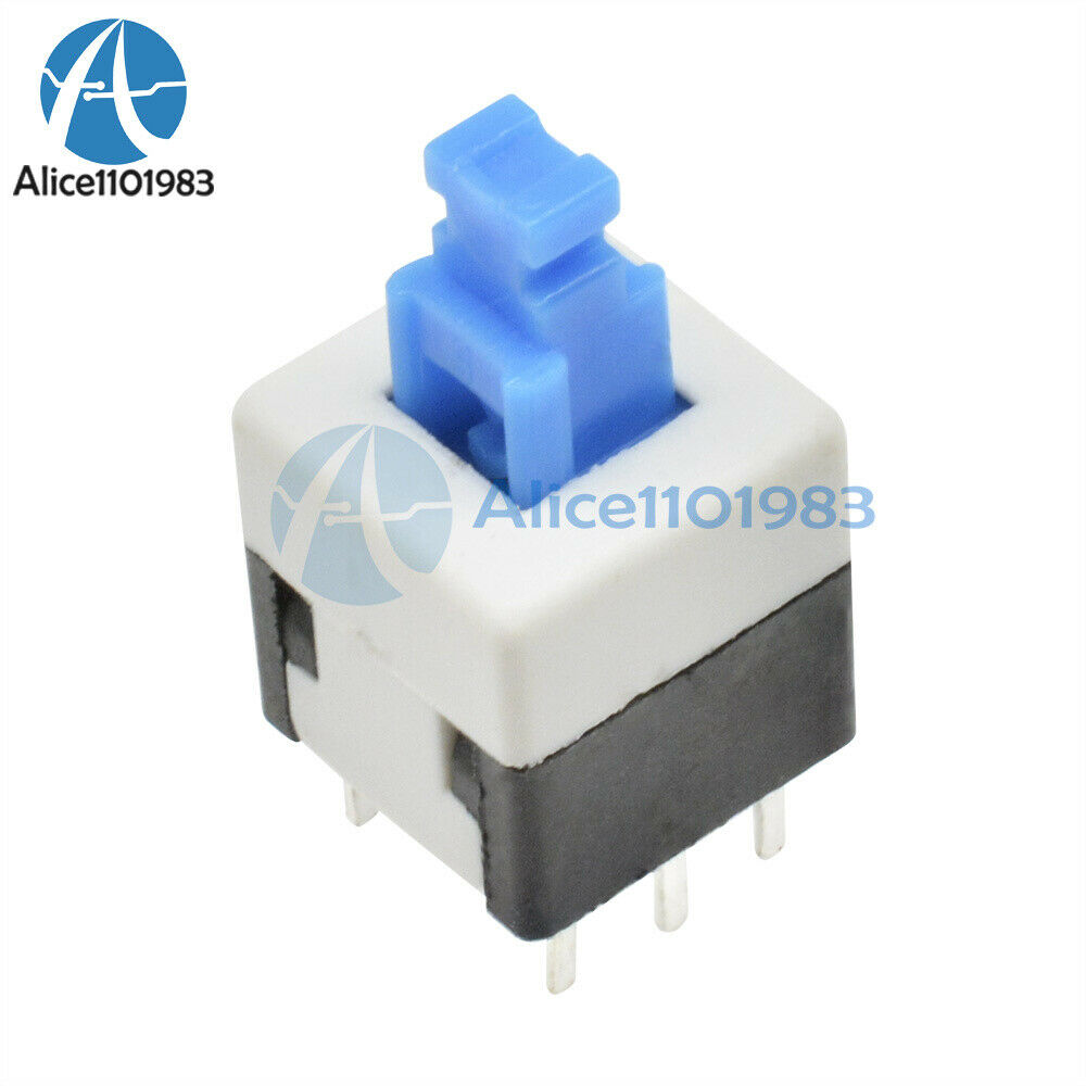 100PCS 8X8mm Cap Self-locking Type Square Blue Button Switch Control 1.5A 25V
