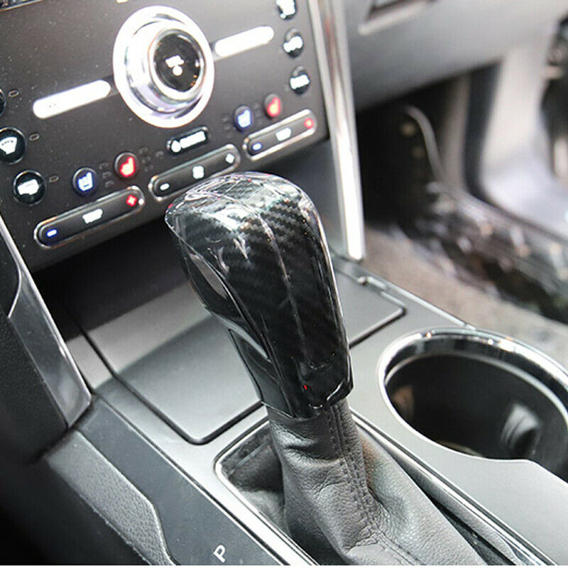 Carbon Fiber Gear Lever Shift Knob Cover Trim Fit For Ford Explorer 2016-20.