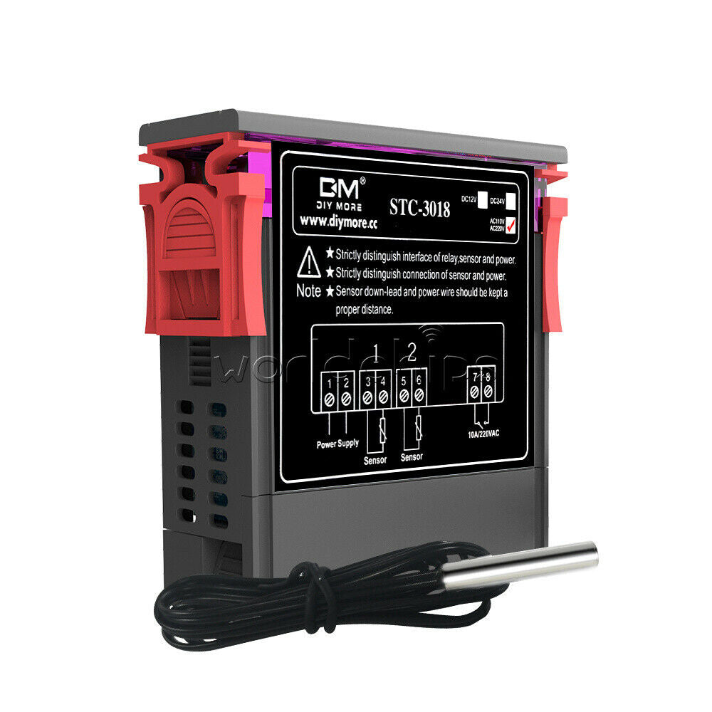 AC 110-220V Digital Temperature Controller Thermostat NTC Sensor Probe STC-3018