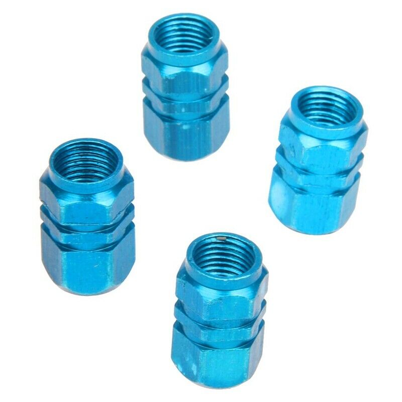 4X Tire Wheel Rims Stem Air Valve Caps Tyre Cover Car Truck Bike Blue AluminuT6
