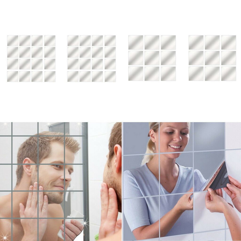 Mirror Stickers Self-Adhesive Plastic Mirror Tiles Stickers DIY Mirror Stickers