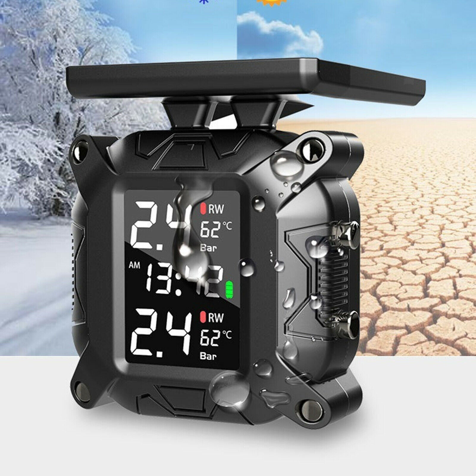 Solar Tire Pressure Monitoring System USB Quickly Charge for Motorcycle RV
