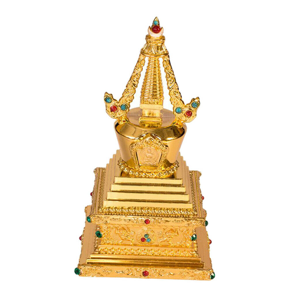 Tibet Buddhism Brass Sakyamuni Tathagata Buddha Stupa Tower Statue Buddhist