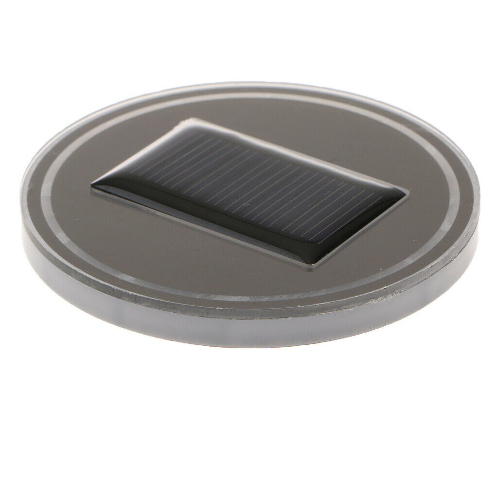 Solar RGB LED Light Cup Holder Bottom Pad Interior Decor Universal Car Party