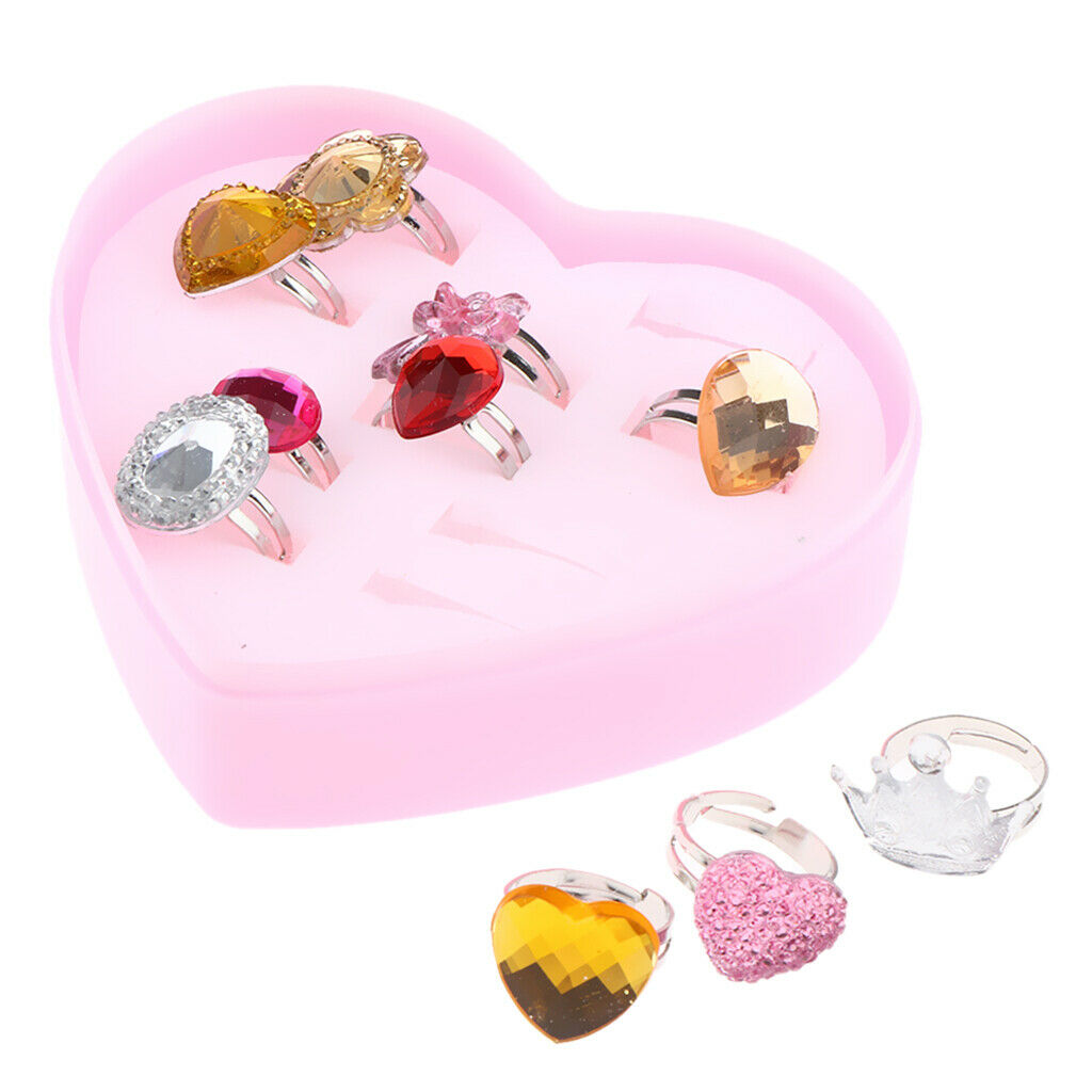10pcs Kids Rings in Box, Cute Cartoon Ring, Rings for Little Girls