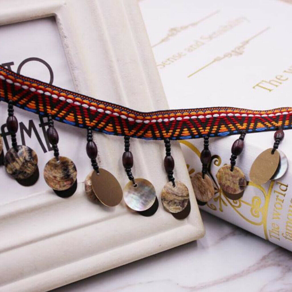 1 Yard Sequins Shell Beads Tassel Fringe Trim Sewing Embellishment for Craft