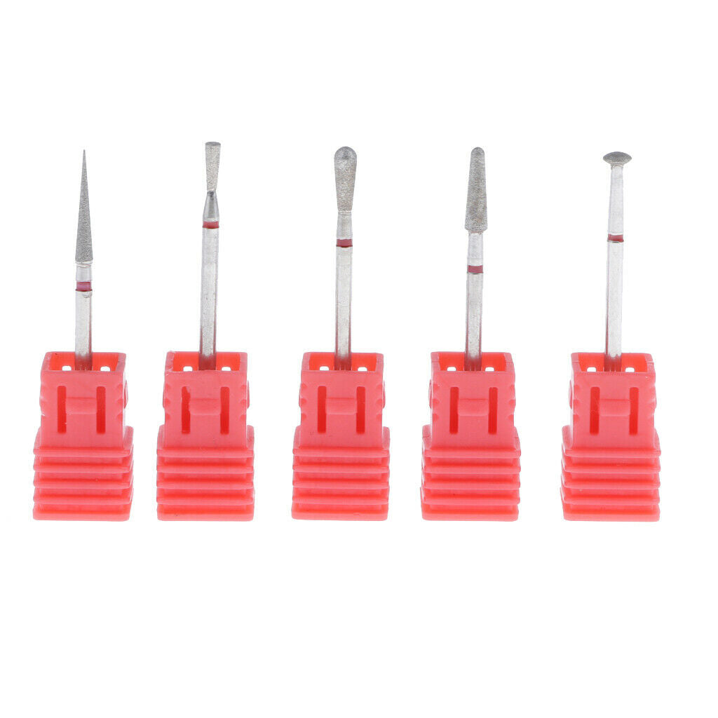 5pcs Carbide Cuticle Clean Drill Bits Smooth Top, 3/32 Shank Nail Bits for