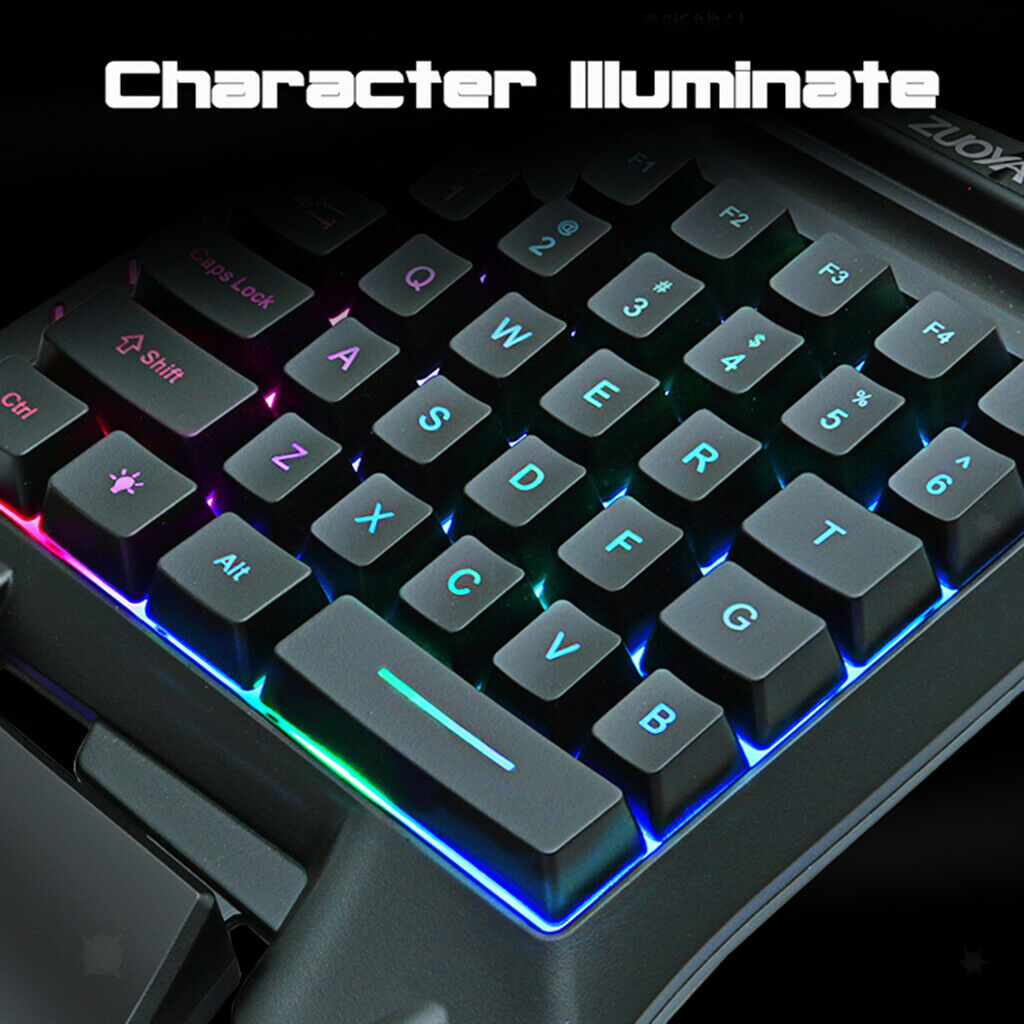 One-Hand Small Gaming Keyboard with Palm Rest 35 Keys RGB Colorful Backlight