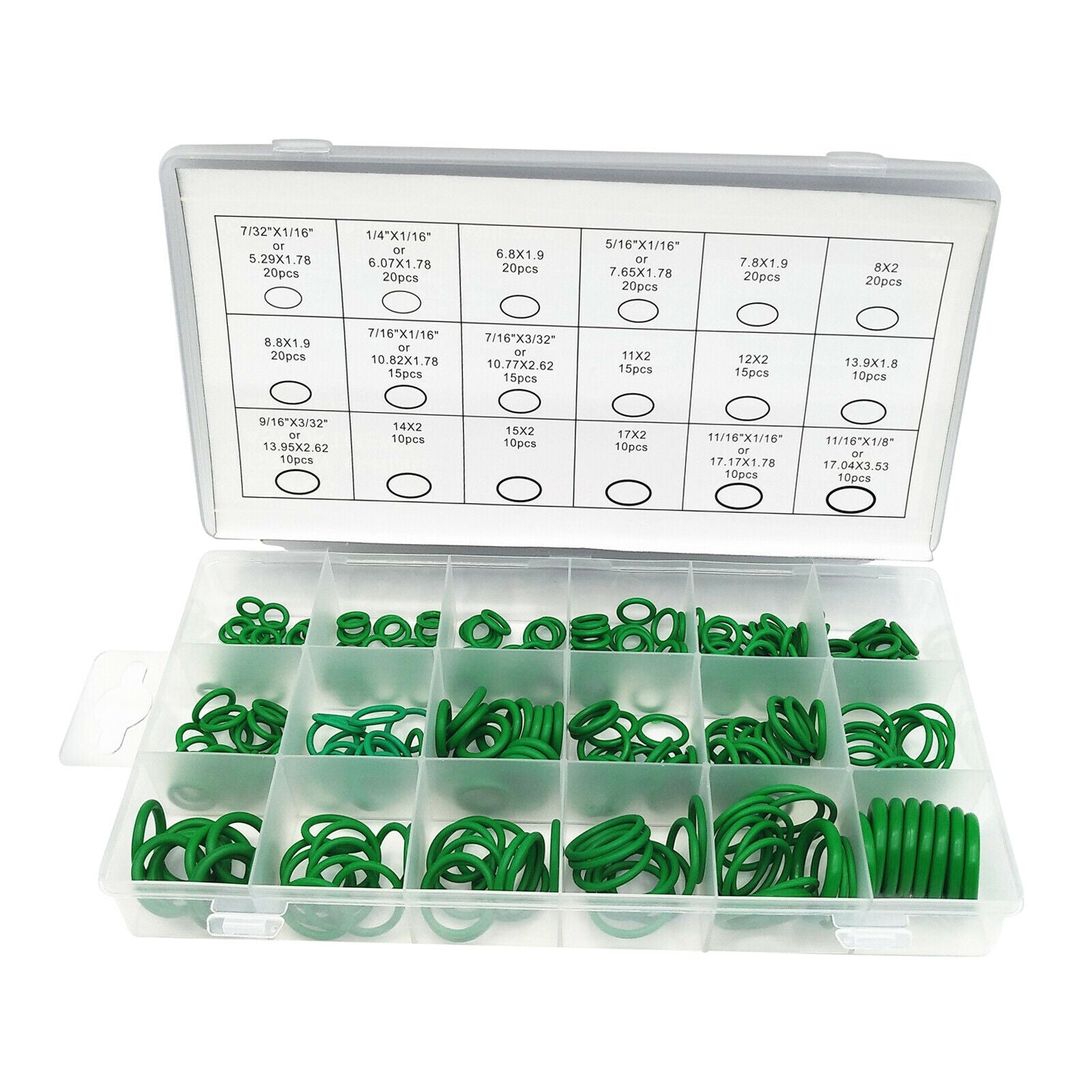 270 Pieces Green Rubber Seal O-Ring Washer Assortment Set for Car Repair