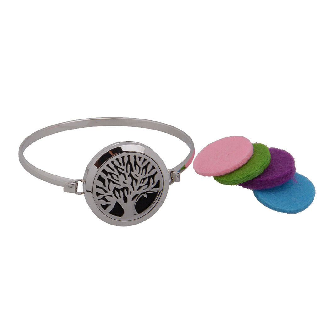 2PCS Tree of Life Aromatherapy Essential Oil Diffuser Locket Chain Bracelet