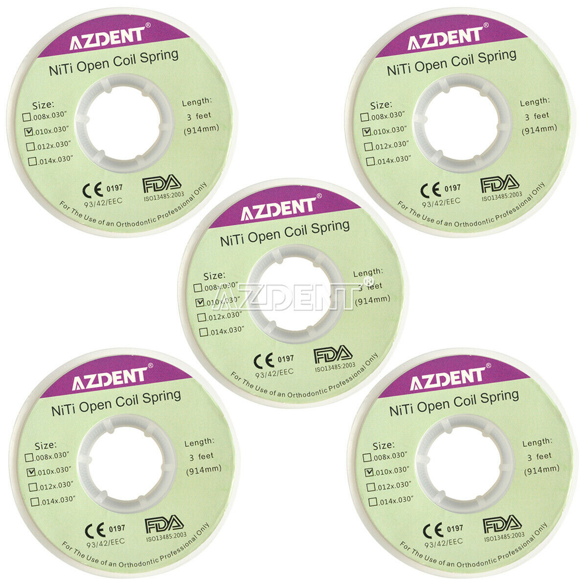 5X Dental Orthodontic Niti Open Coil Springs 010*030'' Length 914mm/3ft