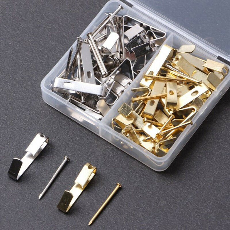 80pcs Steel Metal Picture Photo Oil Painting Frame Hard Wood Solid Wall Hook NC