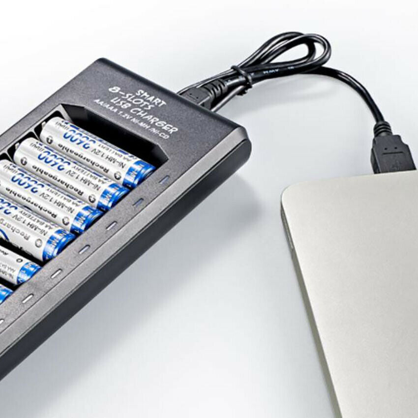 8-Slots Smart Fast Charger For AA AAA Li-ion/NIMH Rechargeable Batteries