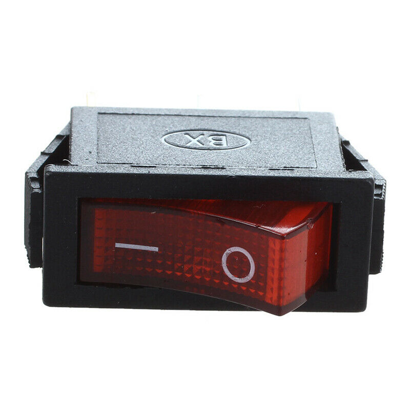 Rocker Switch ON OFF Bright Bipolar 28x10mm 250V 15A 3 Terminals RED F7T4T4