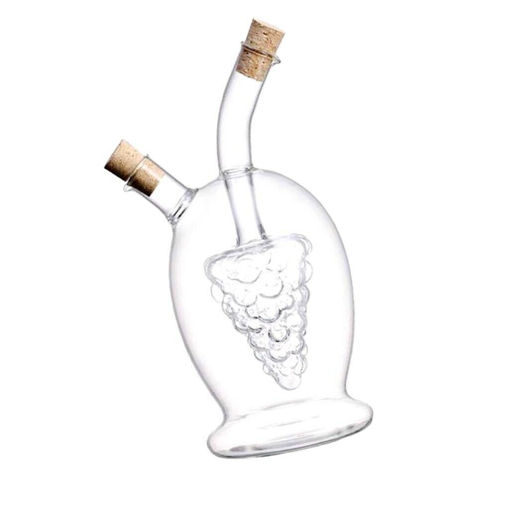 2-Outlet Glass Olive Oil Jar Vinegar Bottle Sauce Cruet Dispenser 9cmx20cm