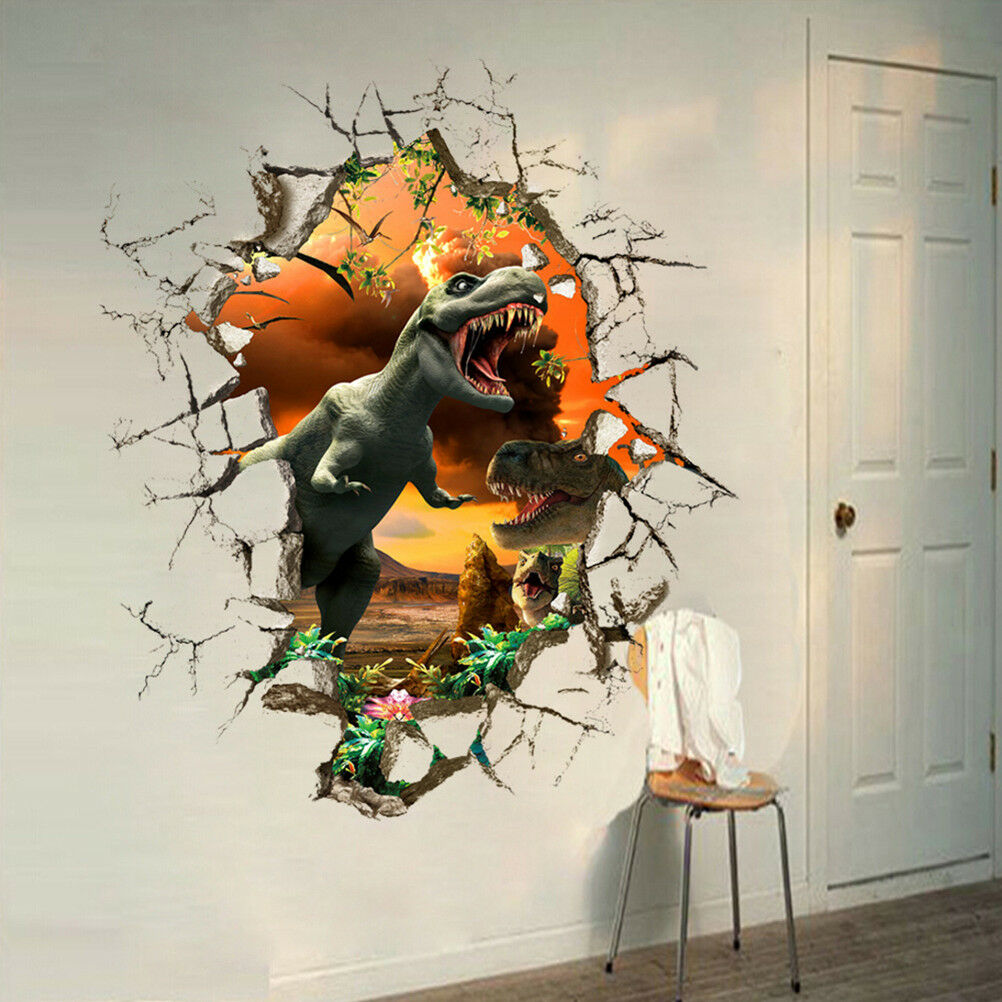 Dinosaur Cartoon Wall Decals for Nursery Room Art Poster Christmas Gif Jf.l8