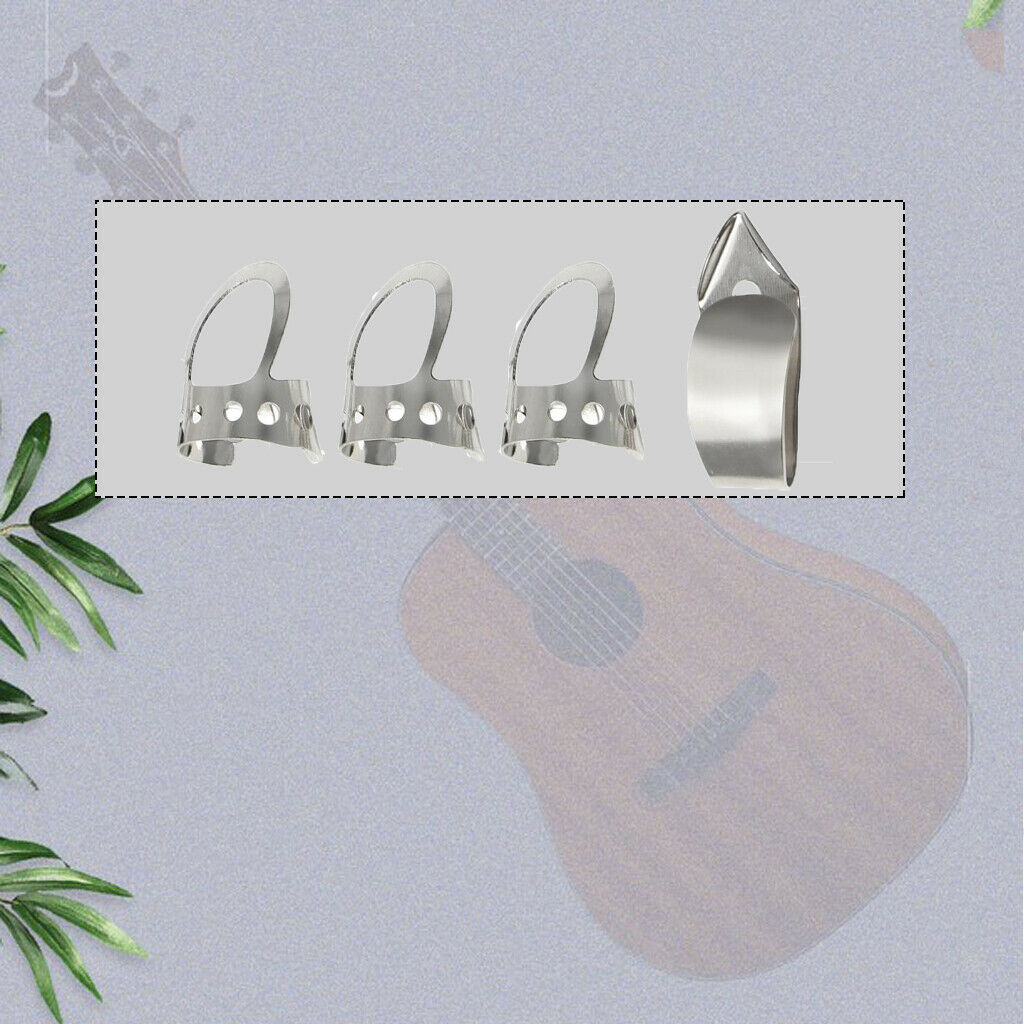 4pcs Classical Finger Picks wThumb Fingerstyle Guitar - Adjustable Size