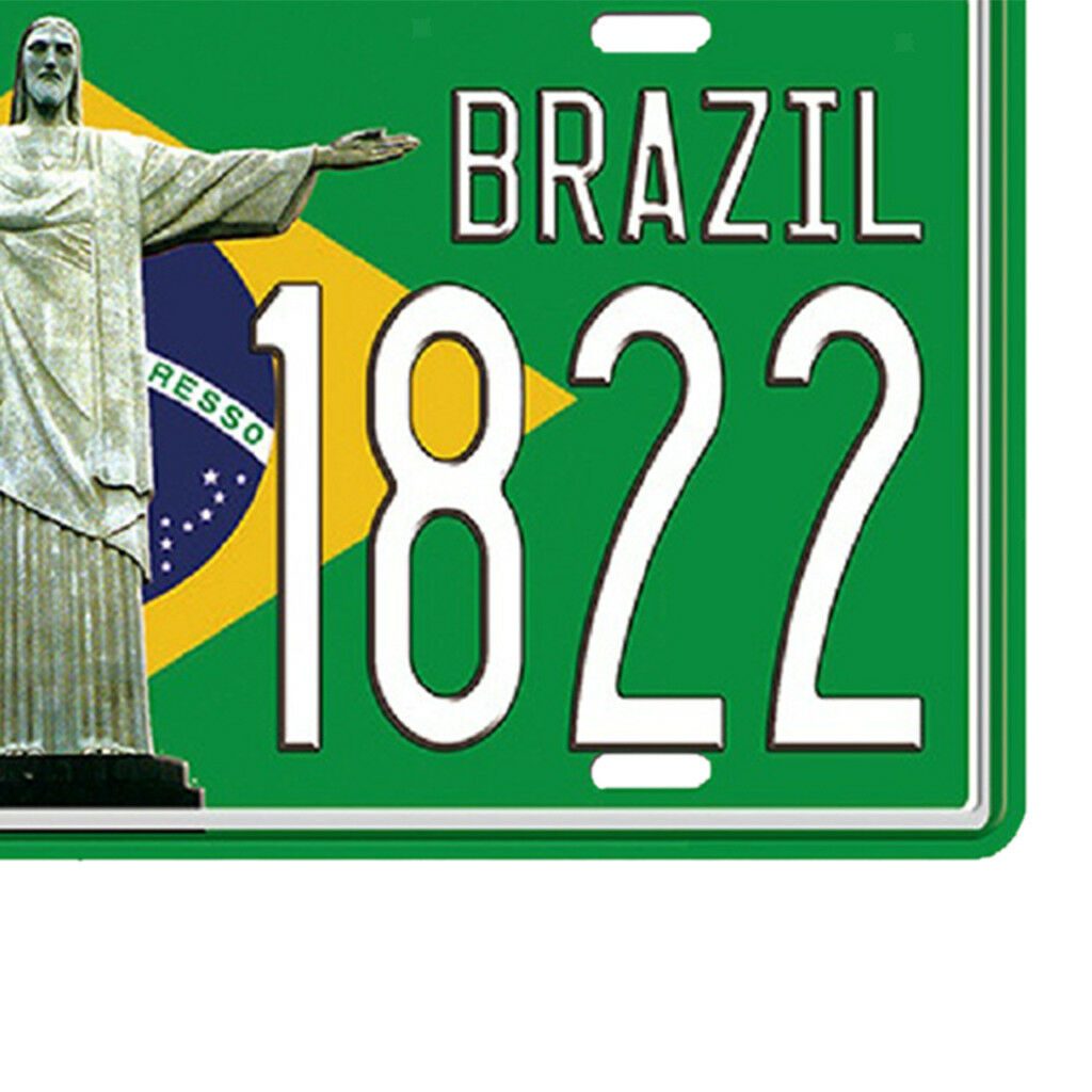 Brazil Metal Tin Sheet Sign Retro Picture Wall Decor Plaque - Car License
