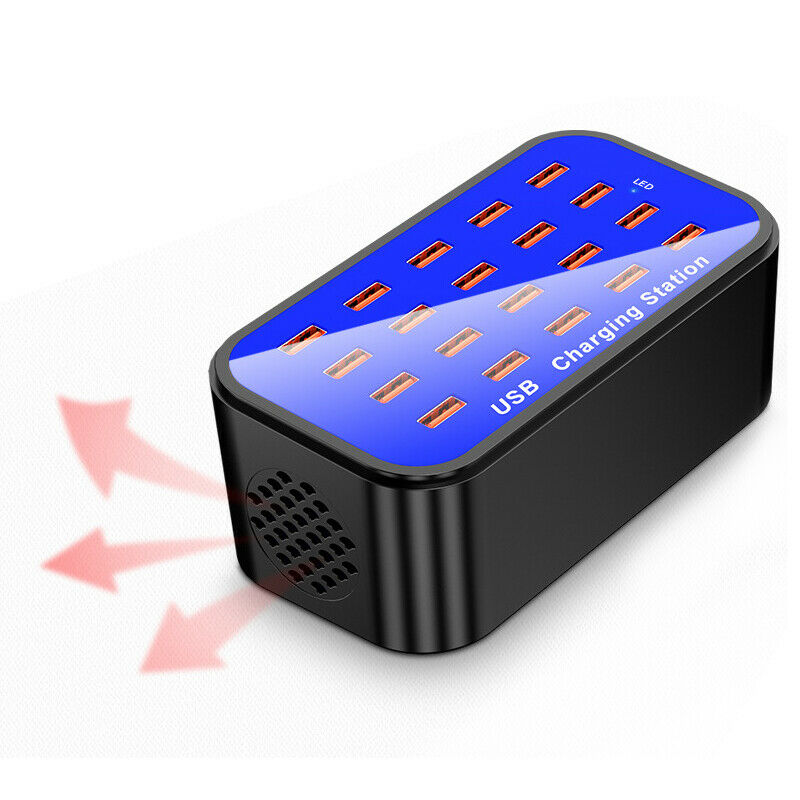 20A/100W 20 Port USB Charger Hub Power Charging Station Desktop Phone Adapter