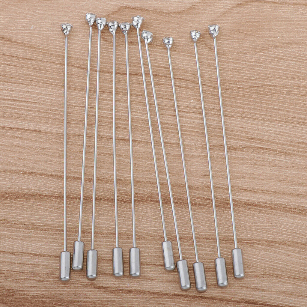 10pcs Diamante Brooch Collar Stick Breastpin Lapel Pin Suit Dress Accessory