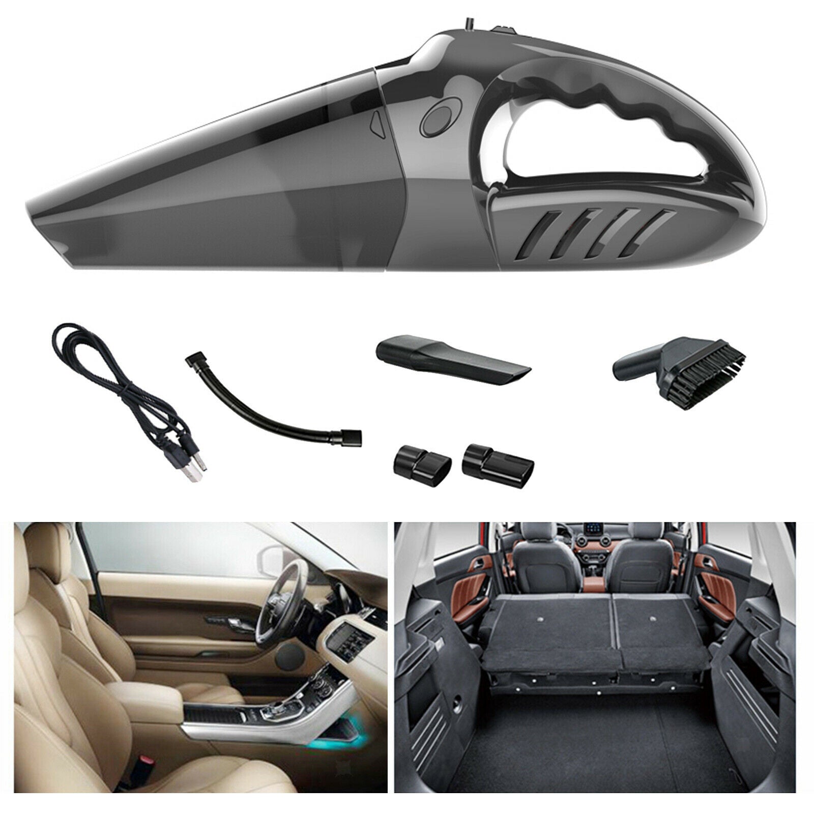 Vacuum Cleaner Car Duster Rechargeable Wet & Dry for Home Office Black