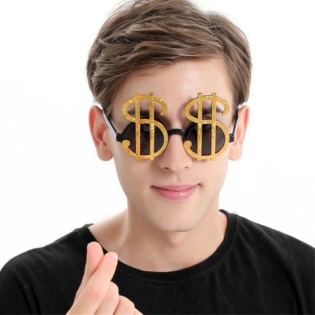 Pack of 2pcs Bling USD Dollar Signs Sunglasses Shades Money Pendant Necklace