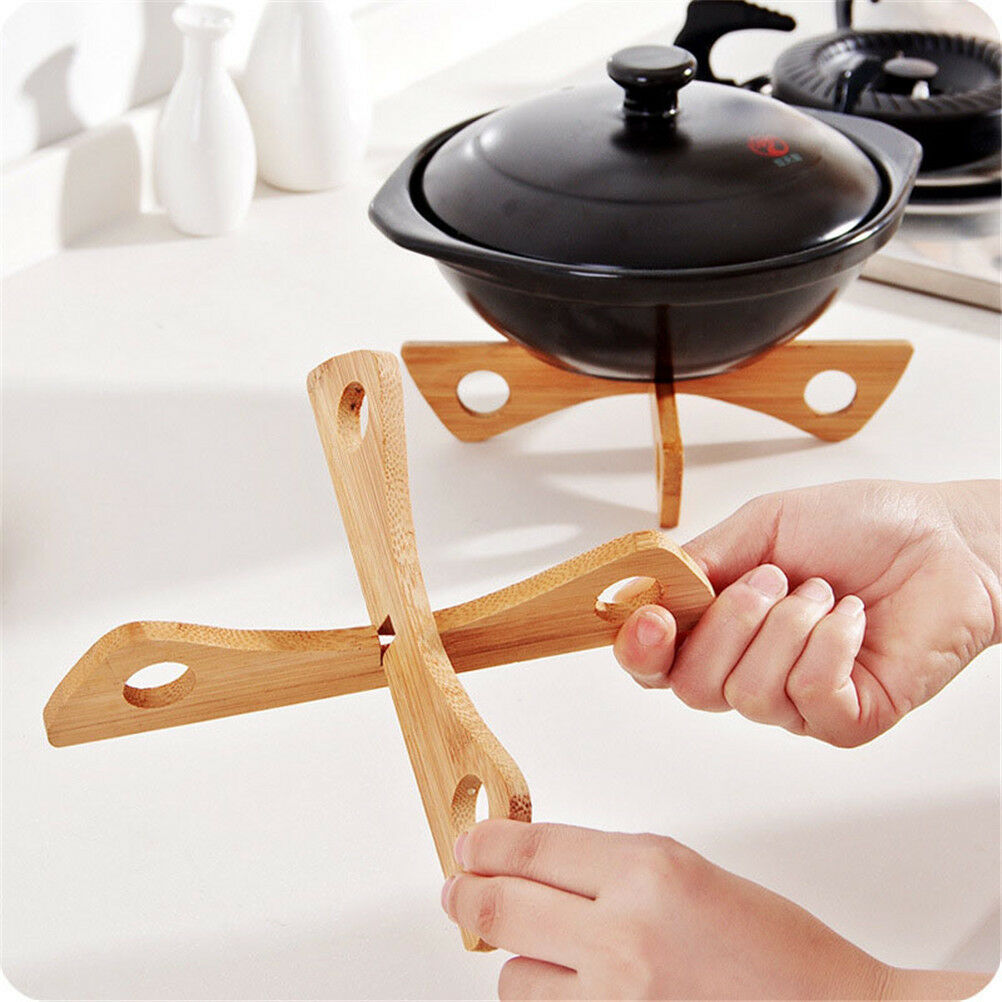 Bamboo Foldable Non-slip Heat Resistant Pad Holder Pot Mat Holder Pan Mats DDAU